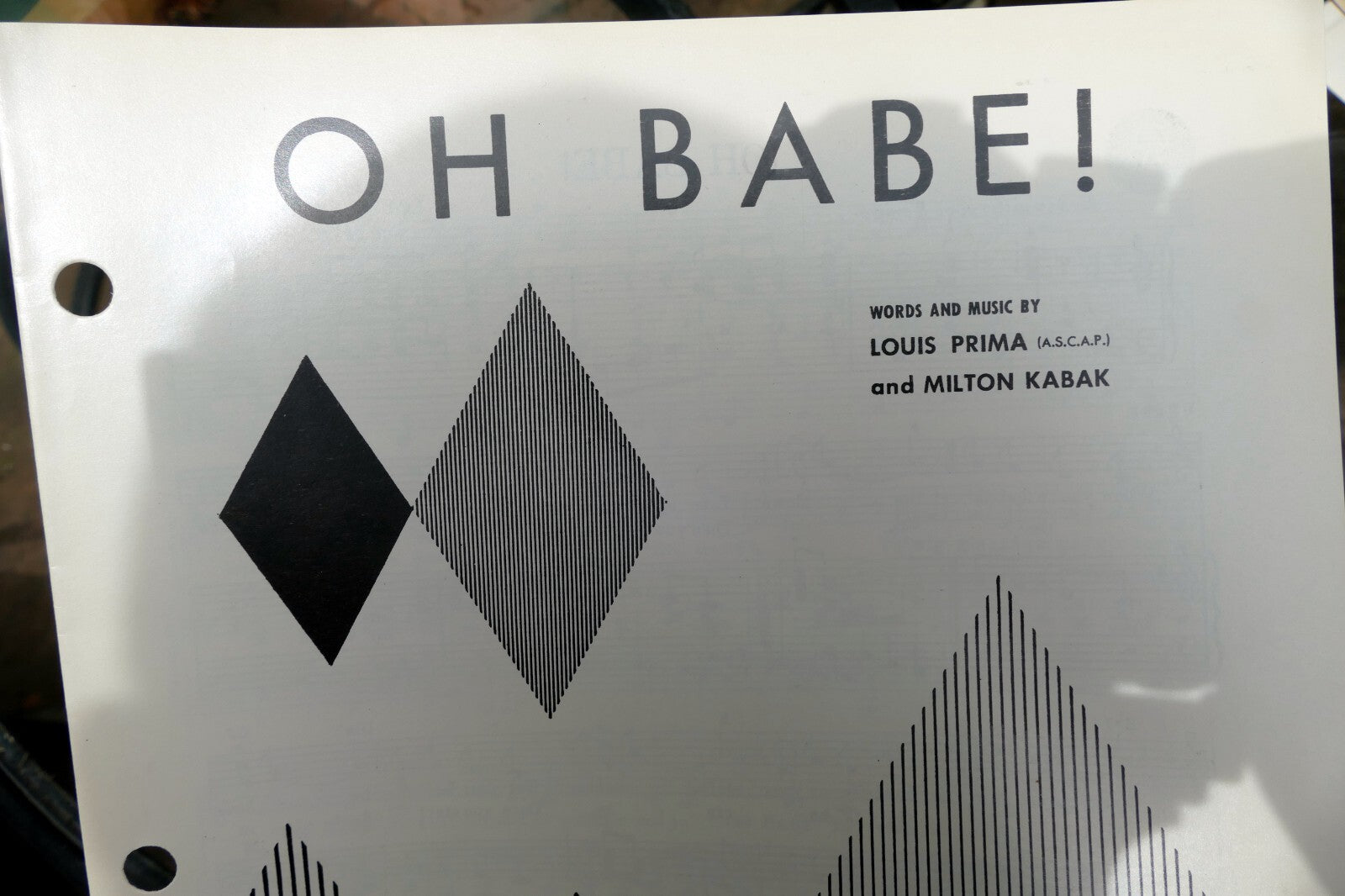 Oh babe louis prima milton kabak 1950 sheet music orchestra