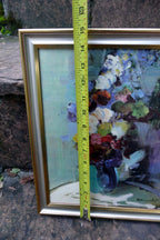 Raymond Thuilier, Baumaniere wall art painting flowers  - Menu Les Baux France