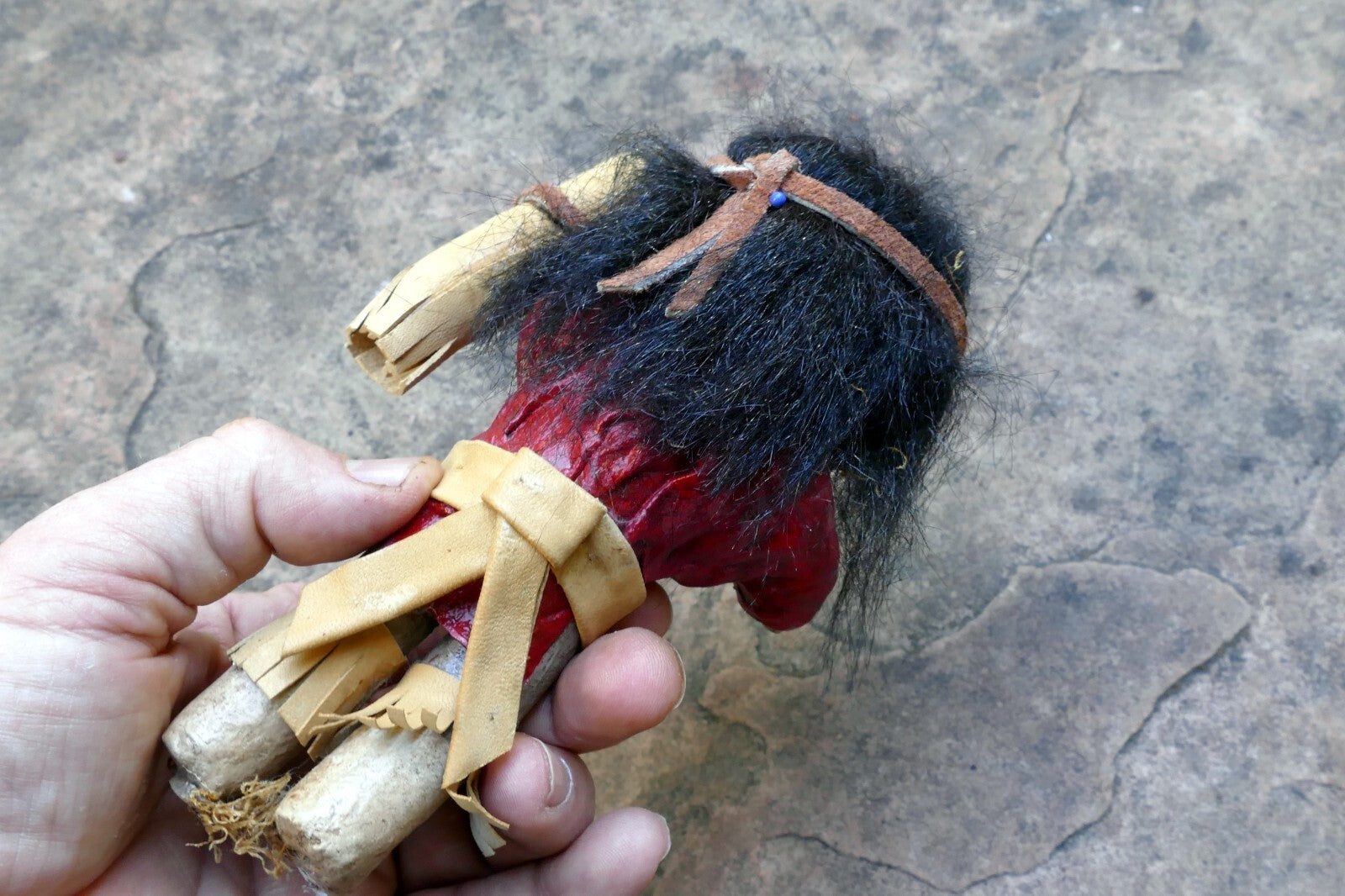 Vintage Native American Doll 6.5" tall missing wooden base