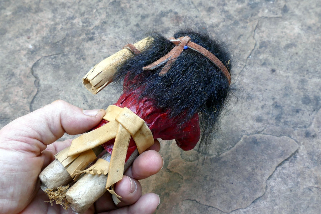 Vintage Native American Doll 6.5" tall missing wooden base