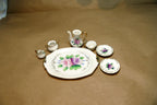 MINIATURE  CHINA VIOLETS FLOWERS PORCELAIN Tea Set JAPAN 7X11cm FLORAL DESIGN