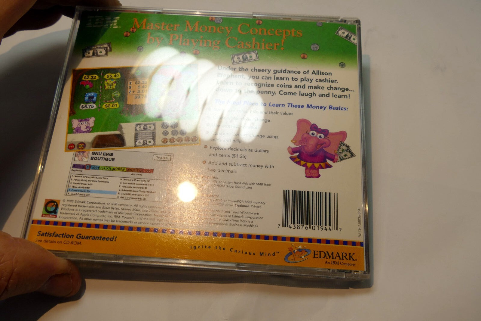 Money Math By Brain Bytes IBM Windows 95 3.1 CD Rom learning fun interactive