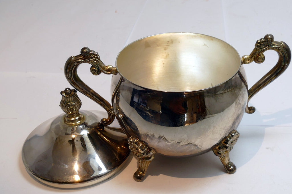 SILVER  PLATE  SUGAR BOWL with lid made in Indonesia