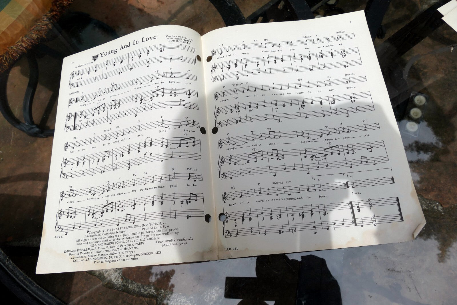 Young and in Love by Bob Sherman Roberts  sheet music 1957