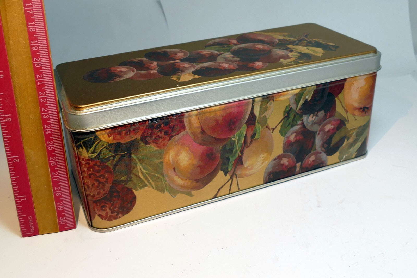 rectangle Tin Metal with grapes fruit plums strawberries