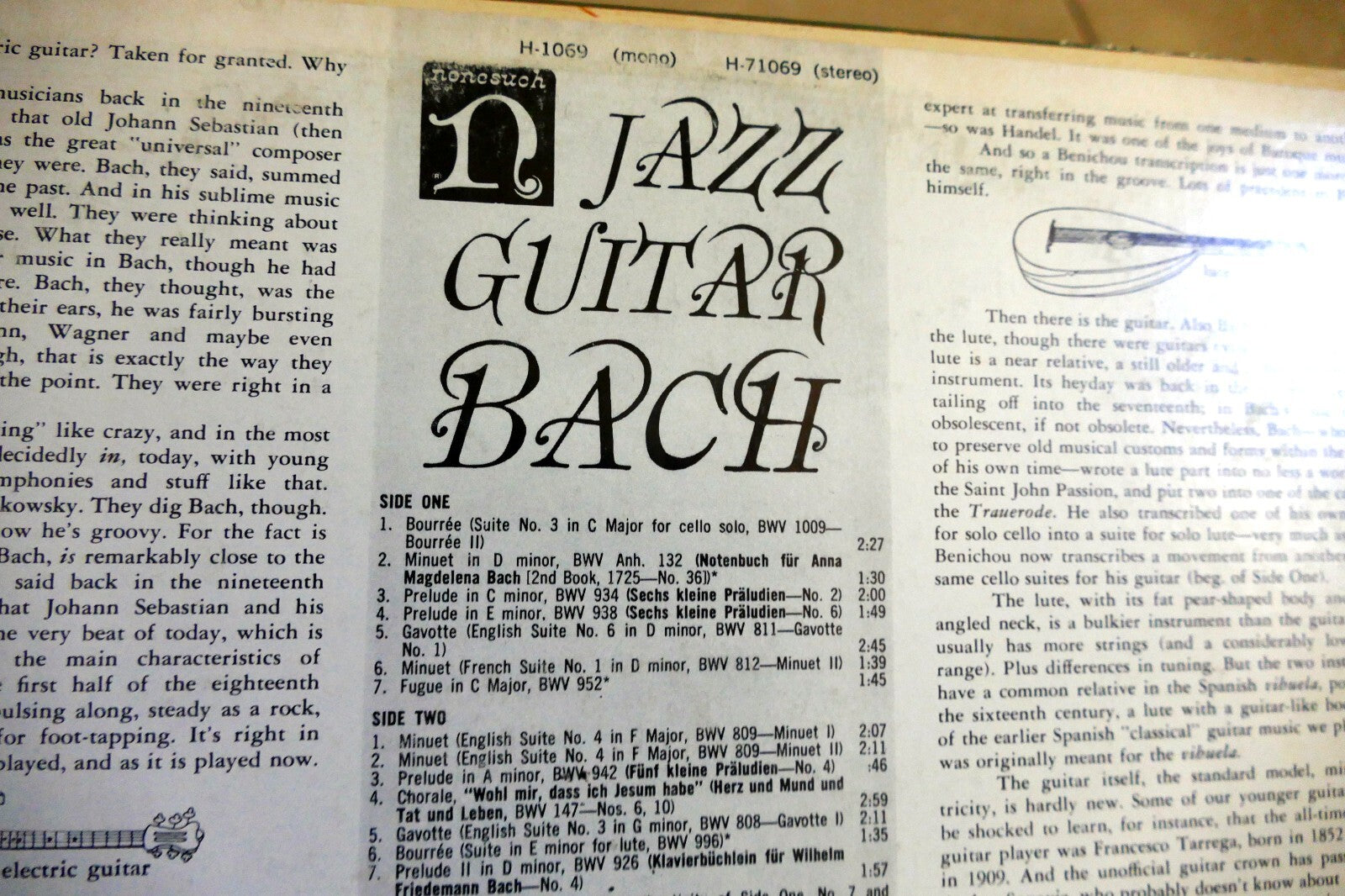 Bach Jazz Guitar - Andre Benichou - Nonesuch Records H-71069