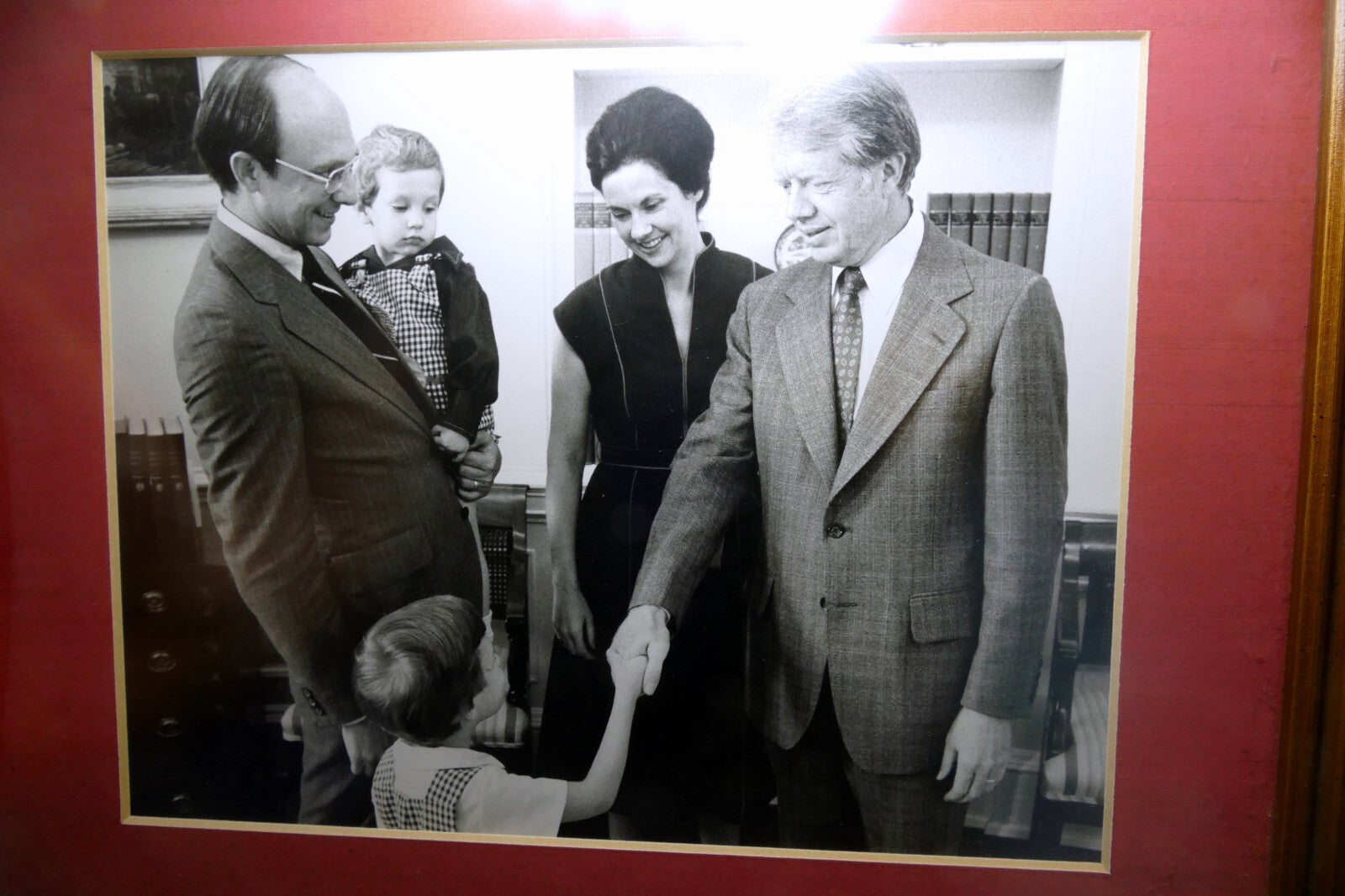 39th u.s. president jimmy carter framed matted photo picture shaking arm family