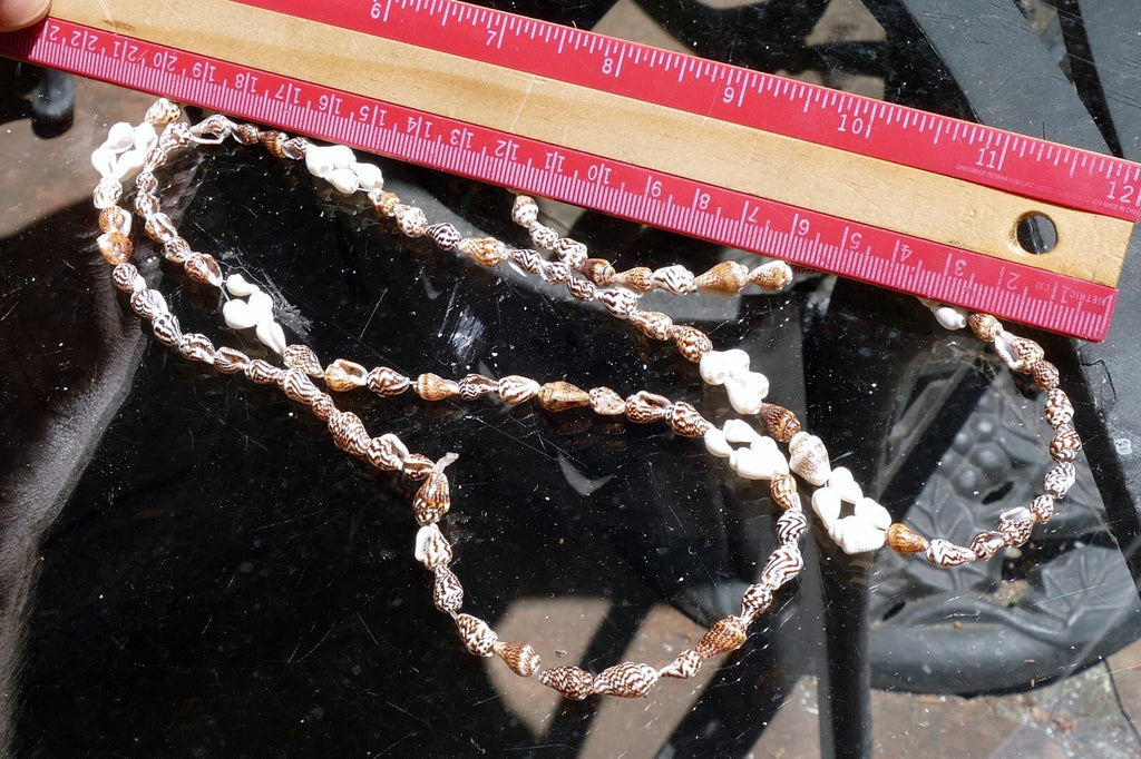 Cowrie Shell 16" Necklace Lei Jewelry Boho Surfer Brown ocean pacific Hawaii