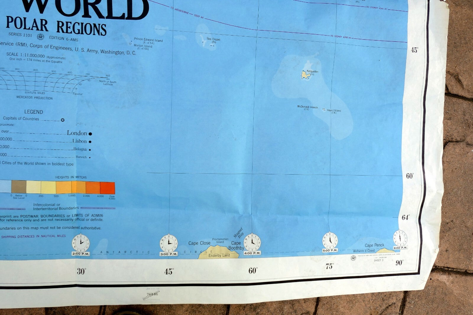 South Africa S. Atlantic OCEAN - 40X56" extra Large MAP