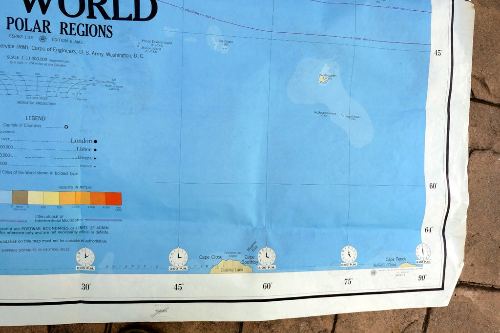 South Africa S. Atlantic OCEAN - 40X56" extra Large MAP