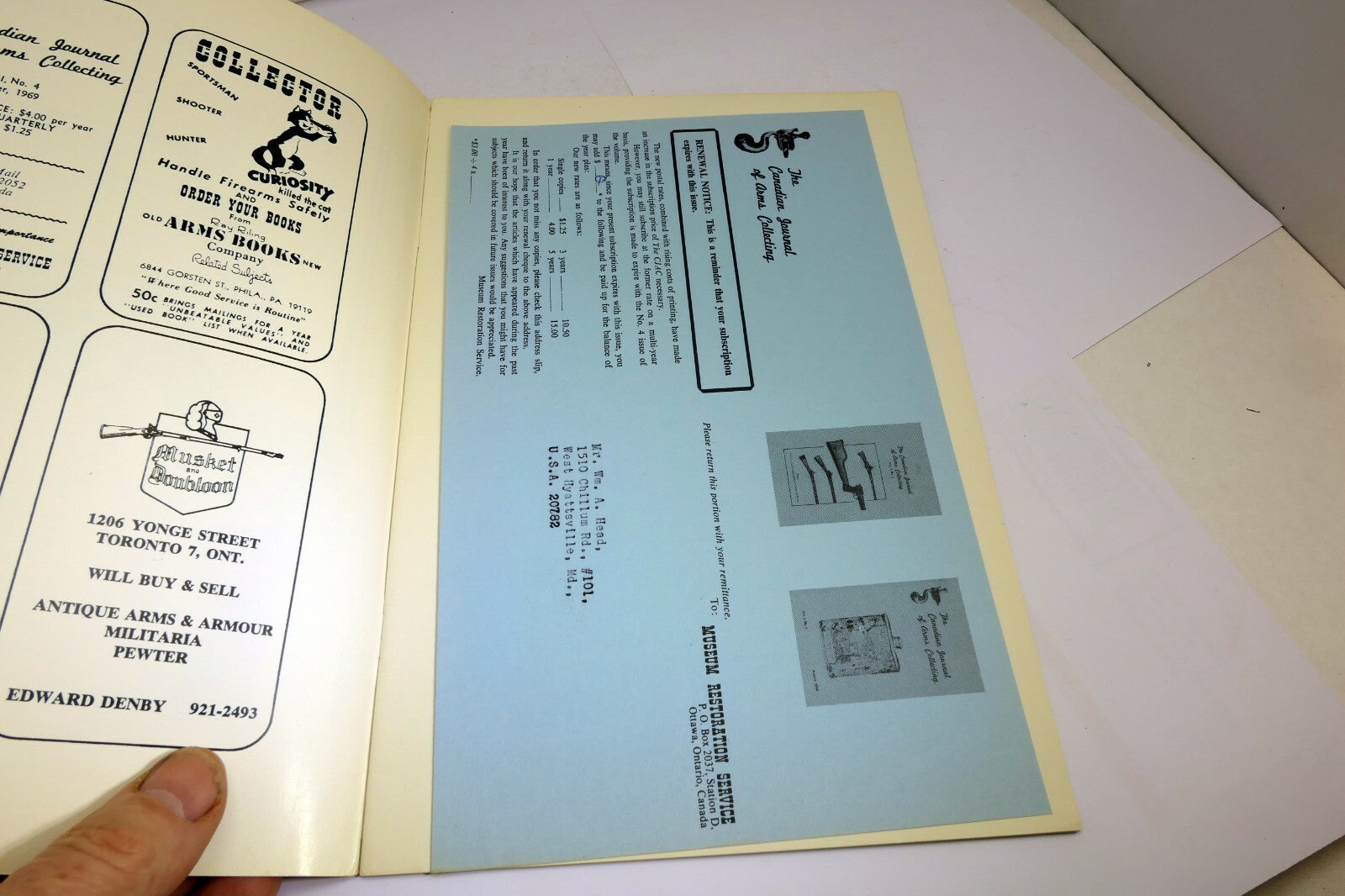 The Canadian Journal Of Arms Collecting Vol 7, no 4 November 1969