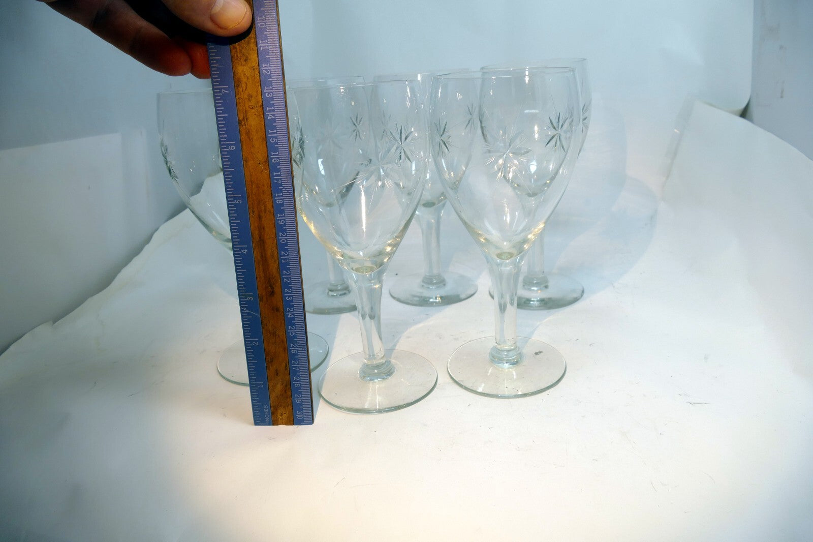 Tiffin-Franciscan Six Point Star Wine Glass Goblet  718403 set of 6 lot twinkle
