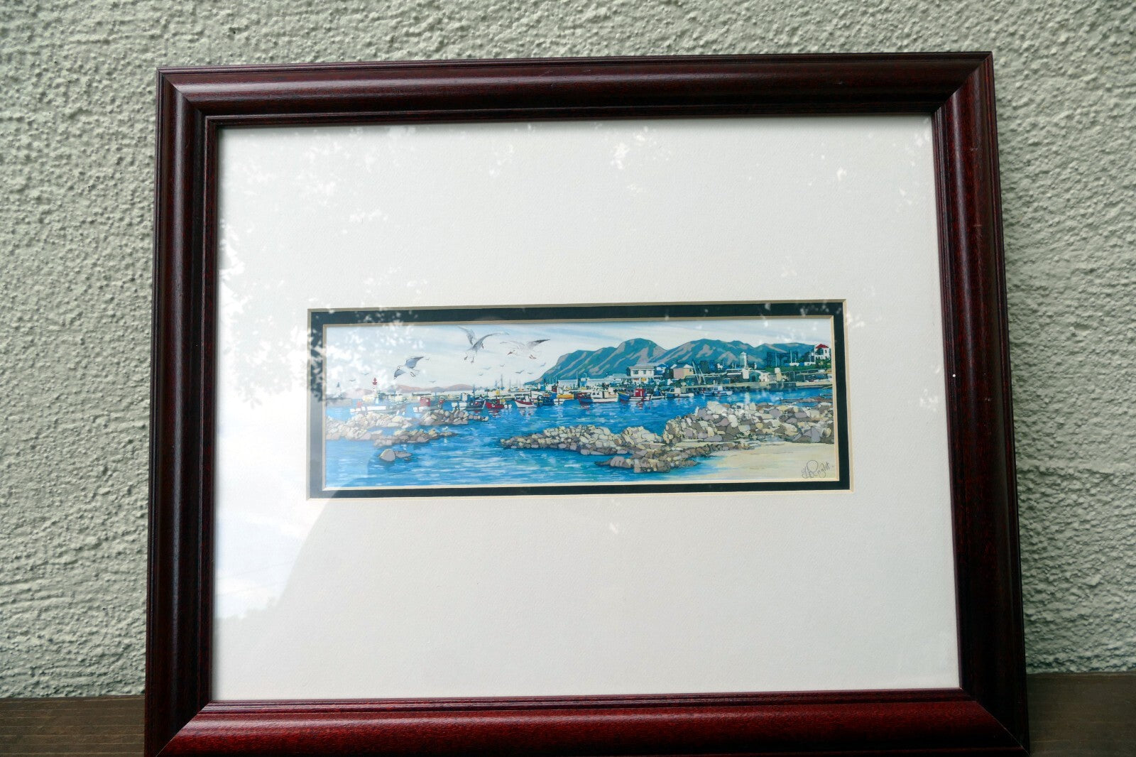 J H Wright Print Lithograph "Kulk Bay towards Simonstown" Cape 10X3.5" Signed