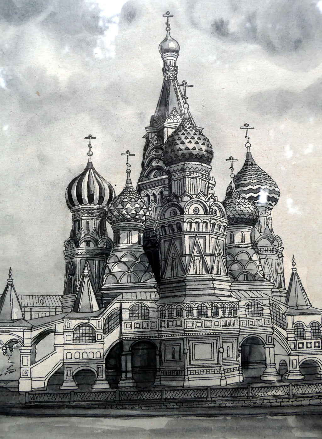 1996 St. Basil's Cathedral Ink Signed Numbered Moscow Russia Art Muchina M. B.