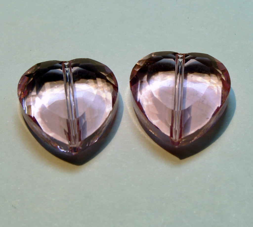 1.5x1.5 cm heart shaped plastic / glass pendant pack of two