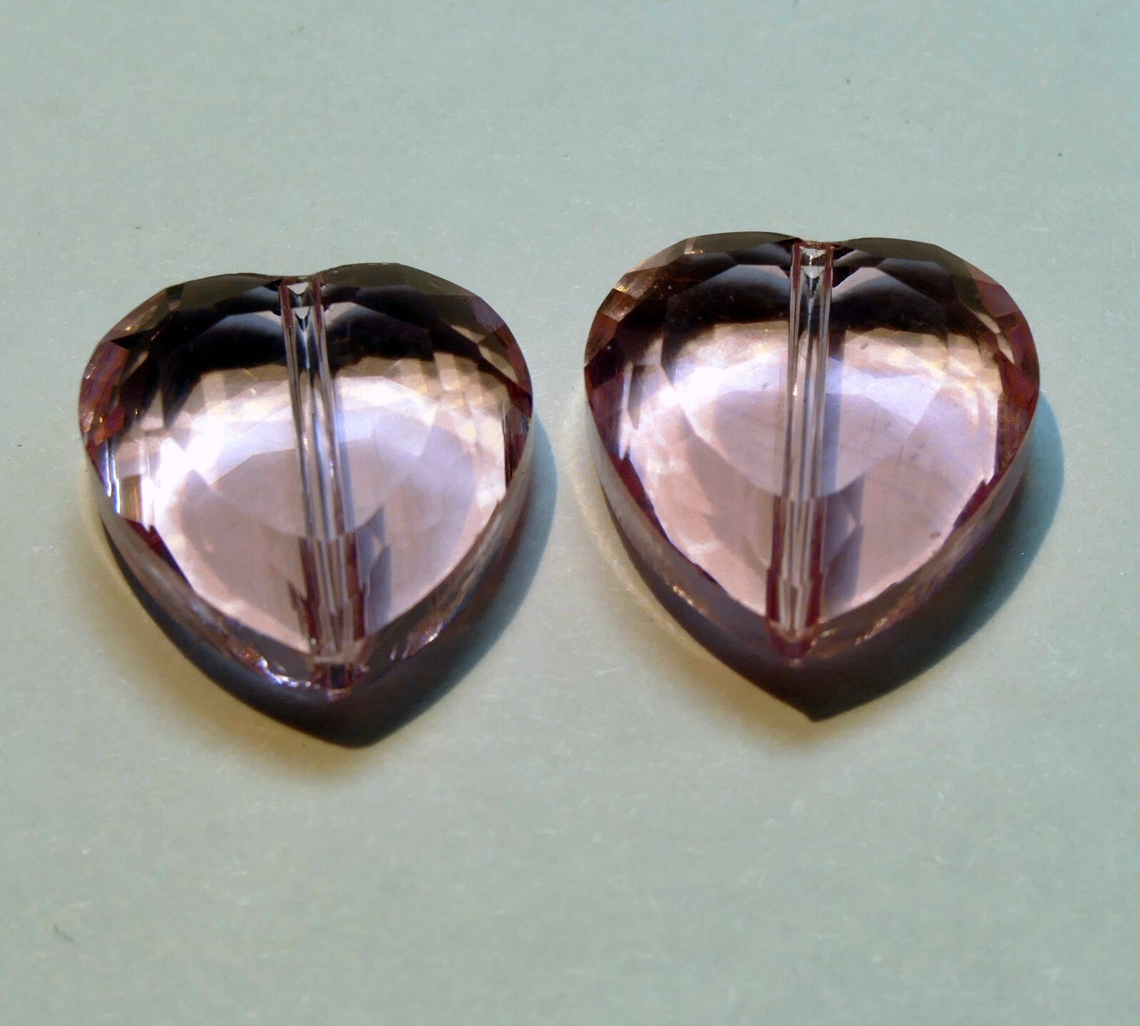 1.5x1.5 cm heart shaped plastic / glass pendant pack of two