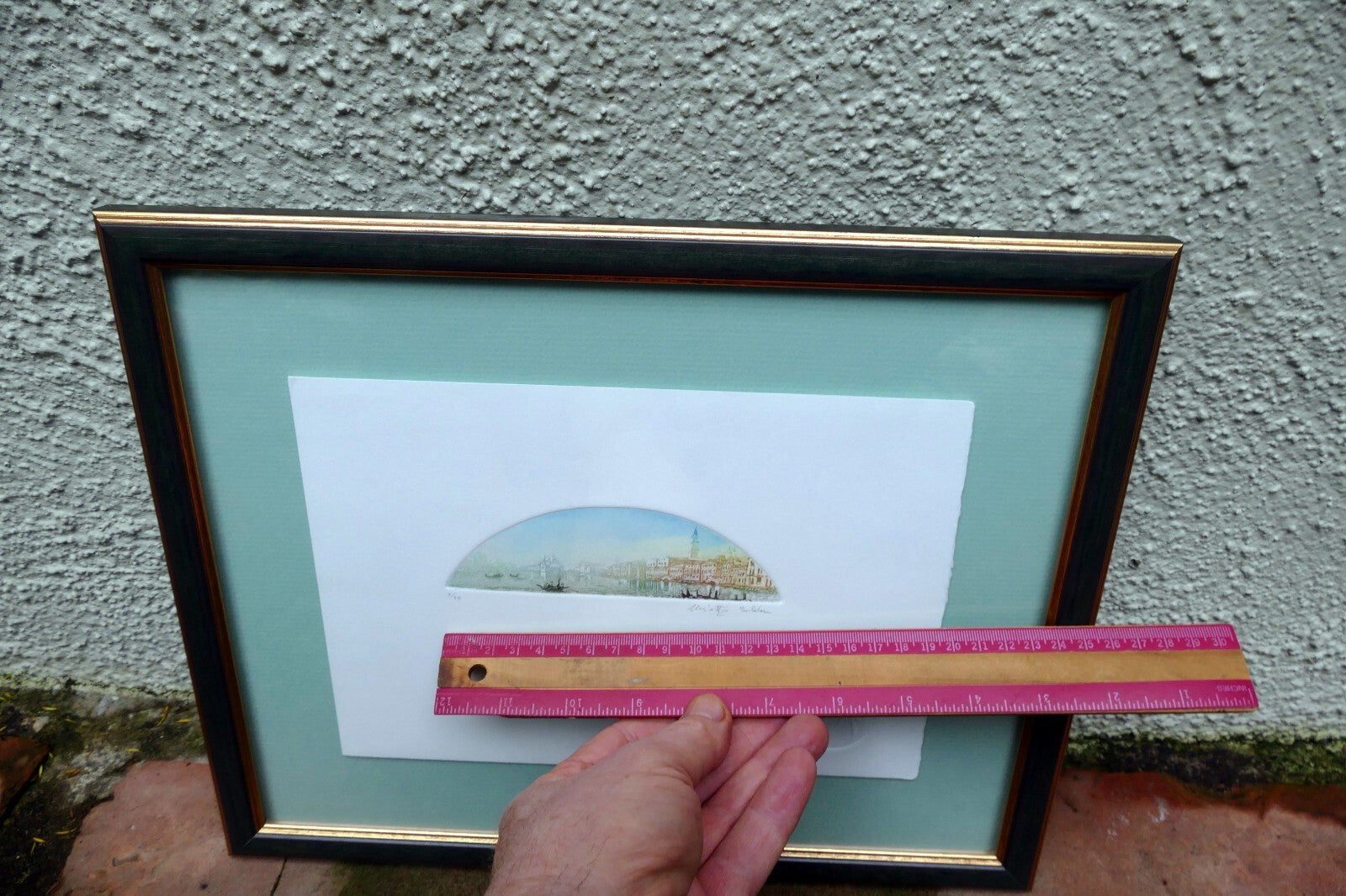 Etching St. Mark's Square Lagoon Venice Pencil Signed matted framed by B Fe