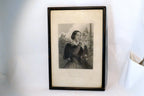 "The Garden Flower" Woman Engraving Victorian J. Wright Print Etching Poetry