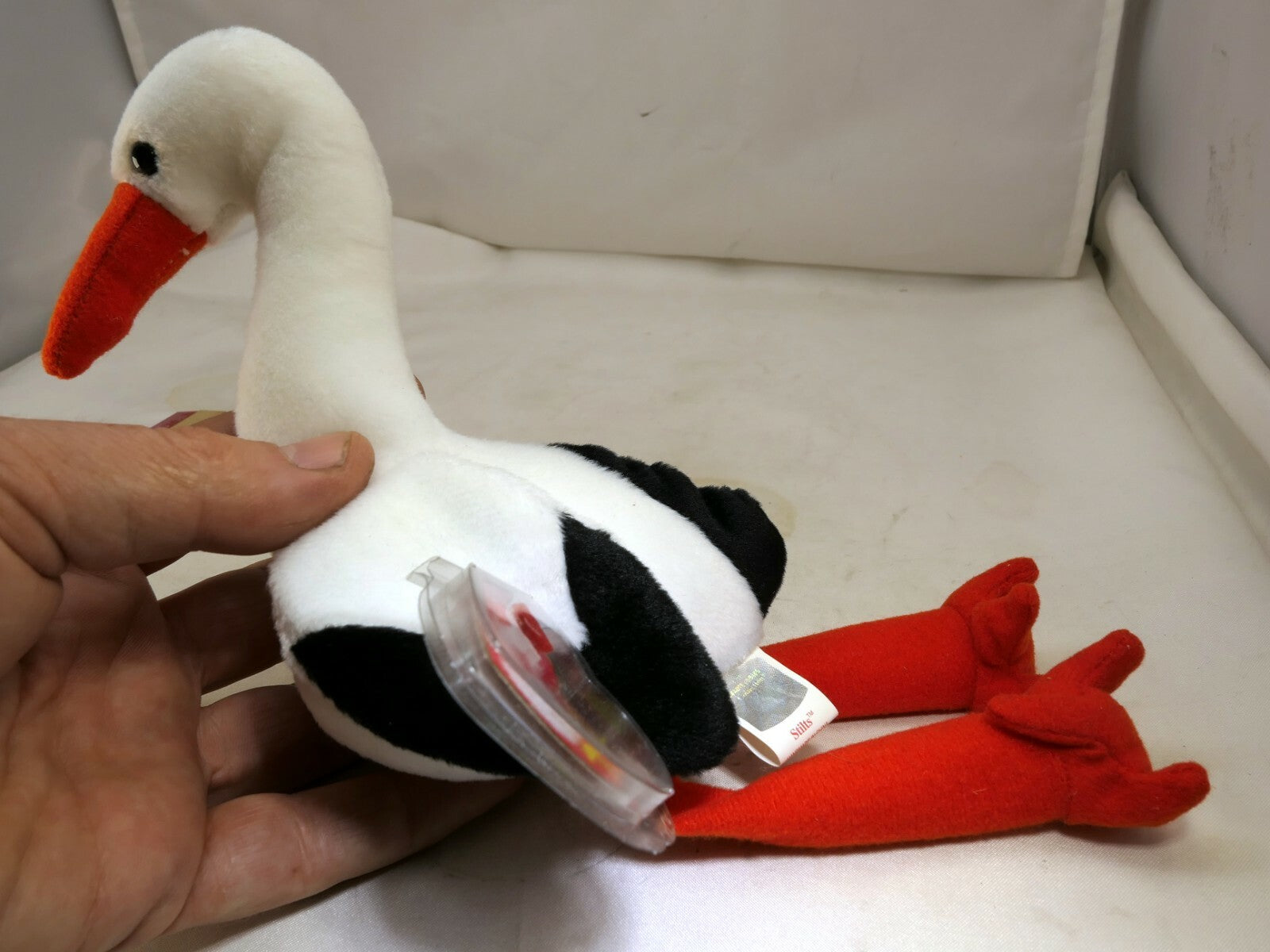 TY Beanie Baby Stilts Rare/Retired 1999 plush toy collection bird white stork