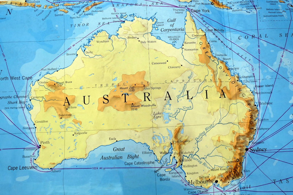 Australia New Zealand S. Pacific Ocean 40X56" extra Large MAP  