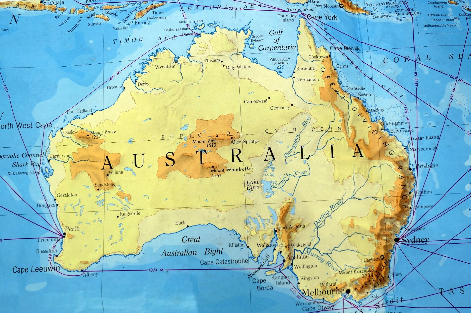 Australia New Zealand S. Pacific Ocean 40X56" extra Large MAP  
