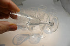 Lot of 7 Clear Crystal Goblets Cut Grape Ridges 1 oz Footed  Goblet small  set