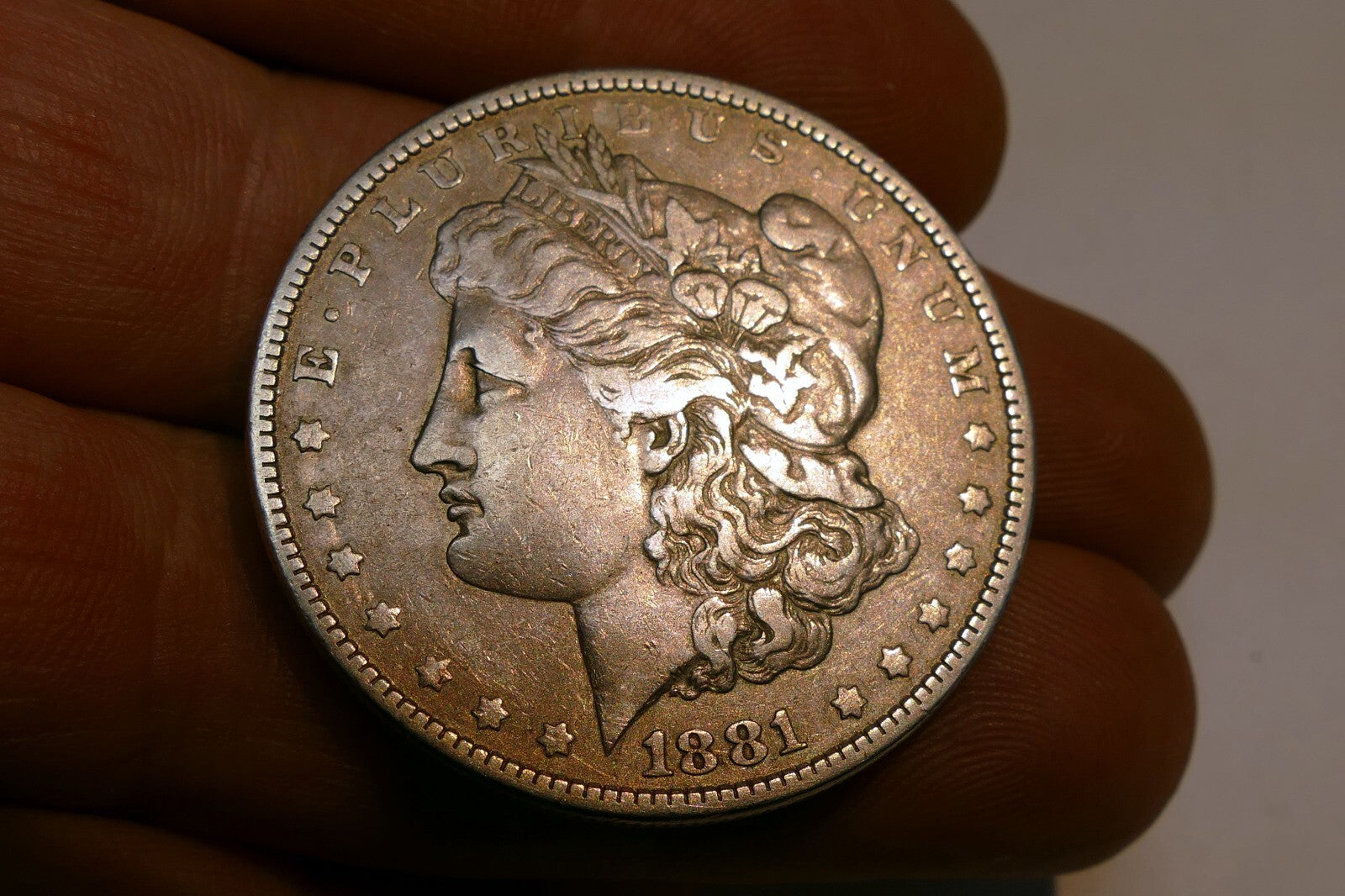 1881 Silver Morgan Dollar  coin  -  Philadelphia Mint Full Liberty - fine