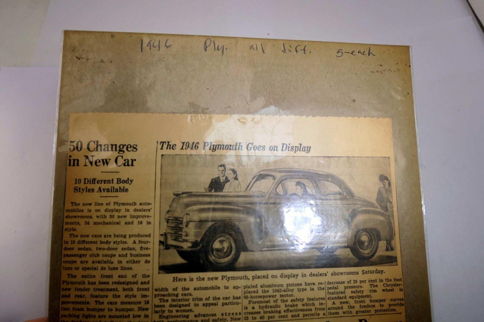 1946 Plymouth club coupe Deluxe Magazine clippings advertisement Ad