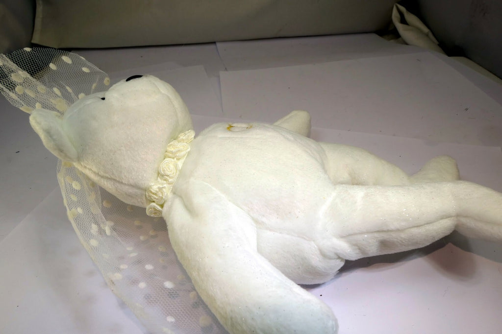 TY Beanie Babies "Mrs" USA 8" White Teddy Bear for Wedding Anniversary bride