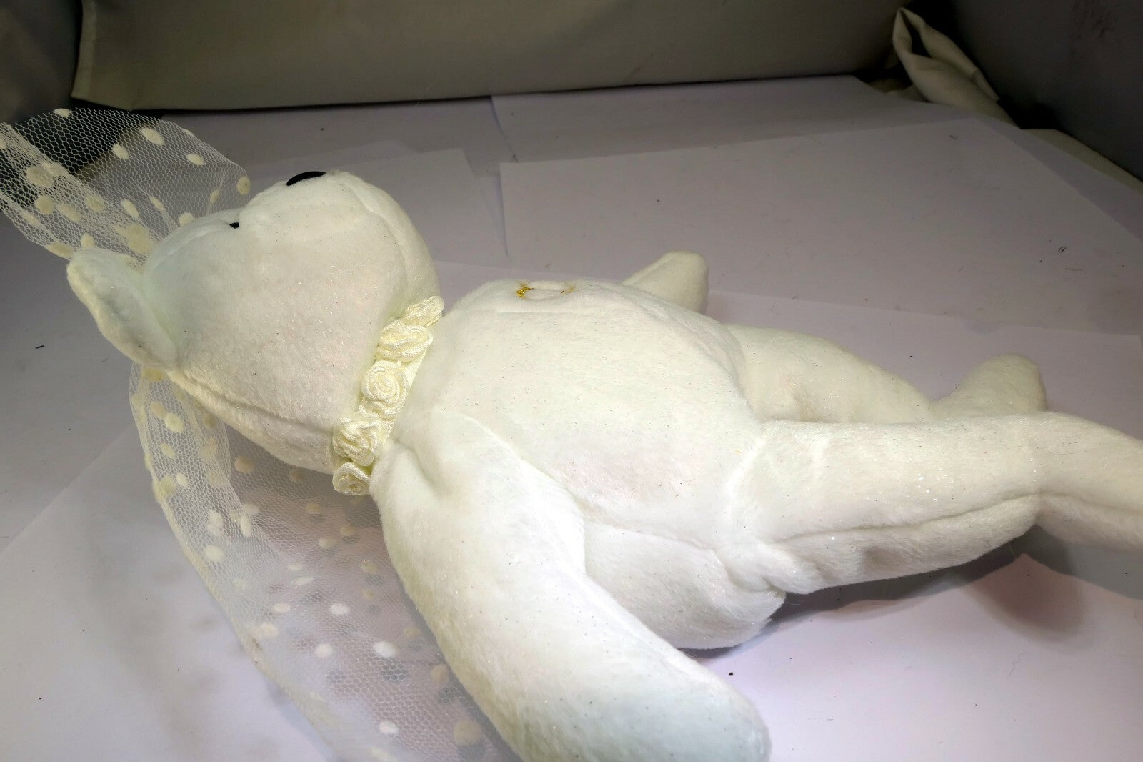 TY Beanie Babies "Mrs" USA 8" White Teddy Bear for Wedding Anniversary bride