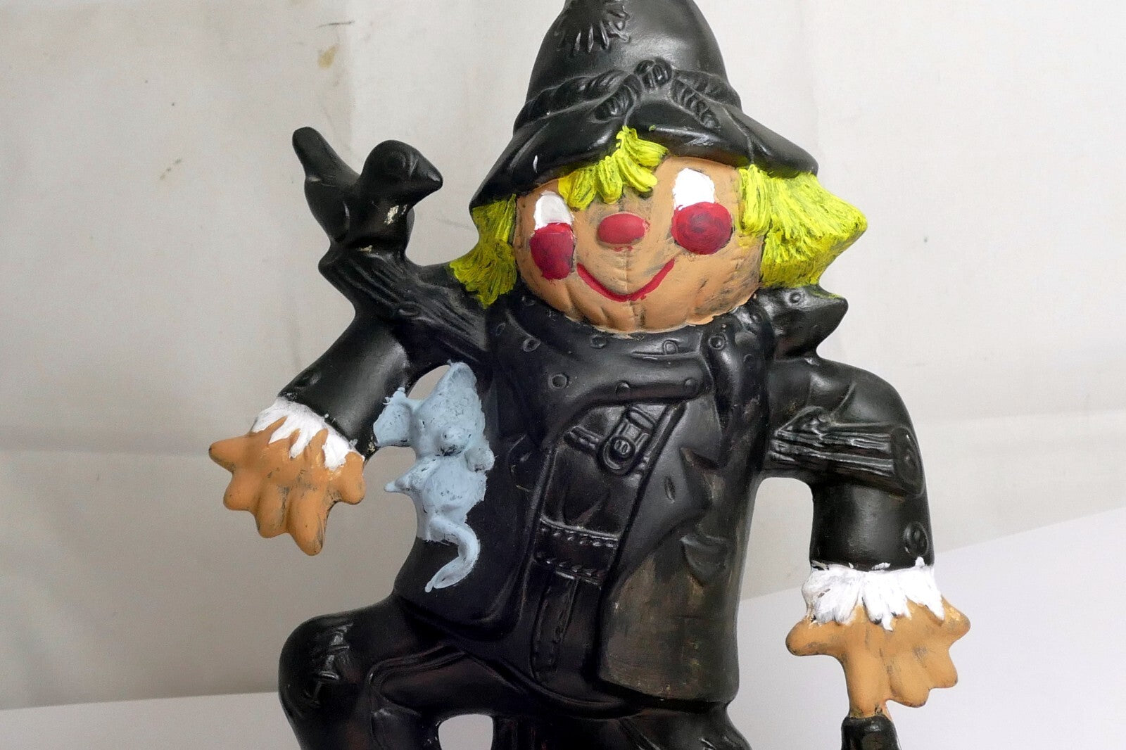 Scarecrow plaster halloween decoration pumpkin black crow rat figurine