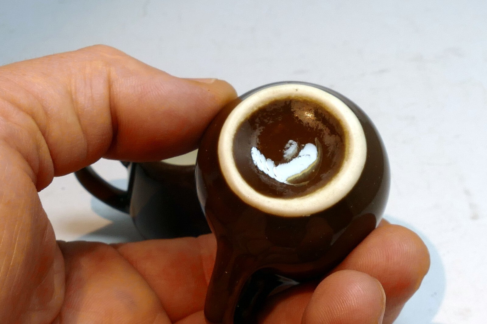 German Schonwald Miniature 4cm tall brown Milk Creamer Pitcher Set Of two