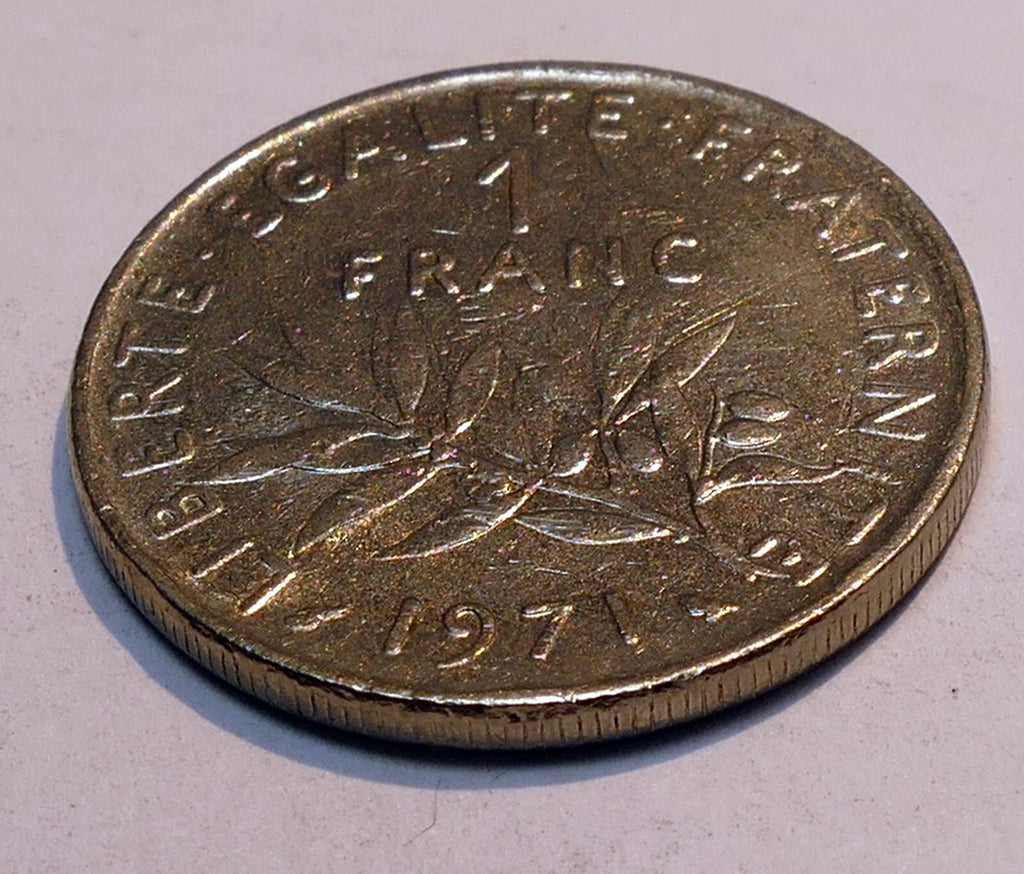 1971 France 1 Franc Coin   World  circulated used