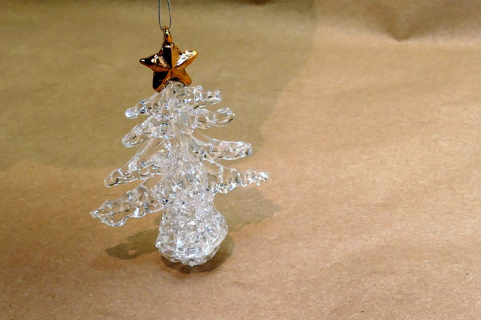 Christmas  Tree crystal icicle clear glass 3" hanging ornament