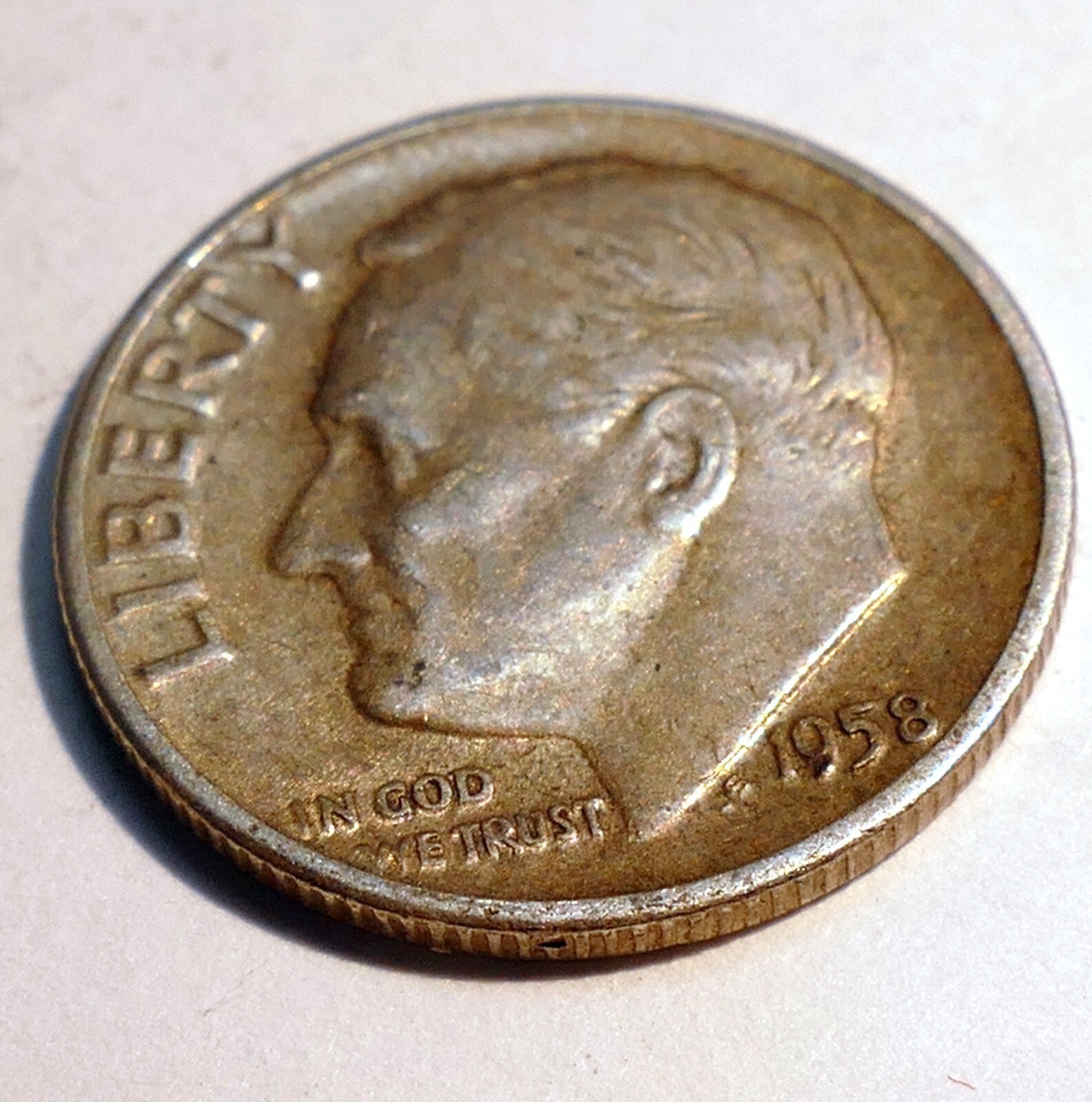 1958 d roosevelt dime us 10 cent u.s america silver united states 10c coin