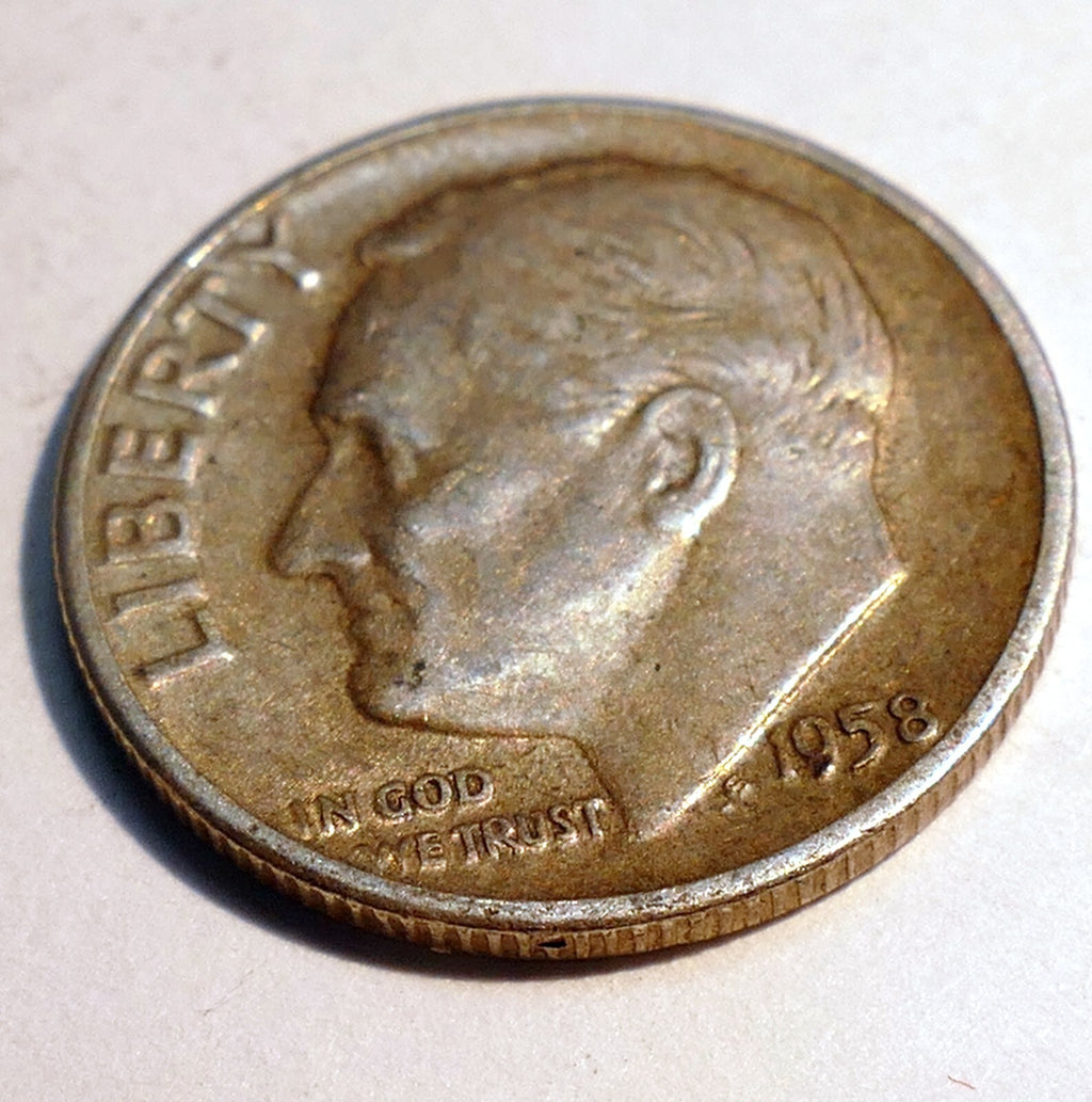 1958 d roosevelt dime us 10 cent u.s america silver united states 10c coin