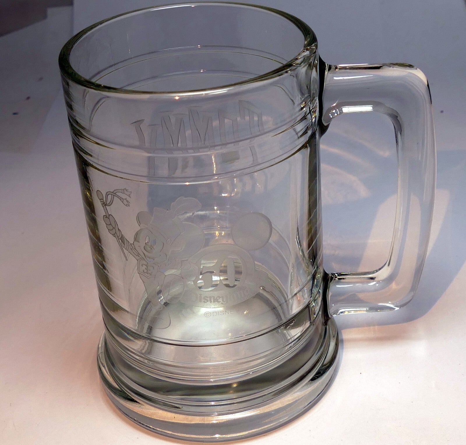 Mickey Mouse Large Glass Beer Stein Mug Walt Disneyland Etched Engraved "TOMMY"