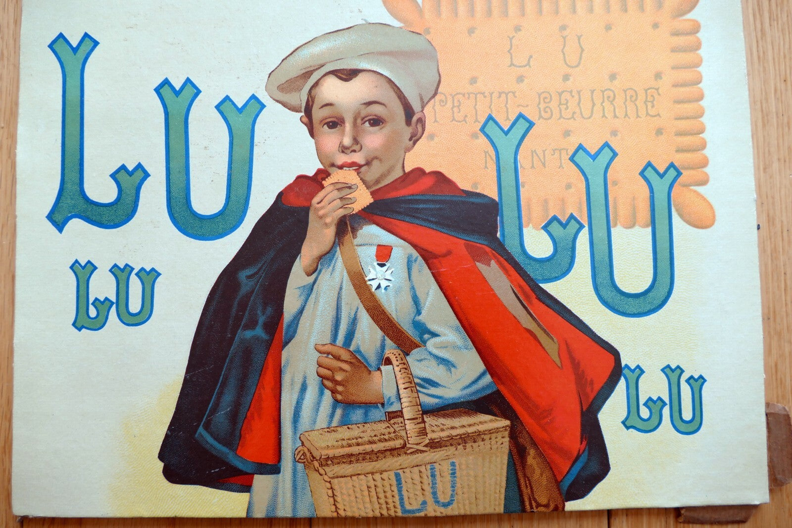 Lu Lu Biscut Poster only upper half Firmin Bouisset COOKIES 1930 - AS IS damaged
