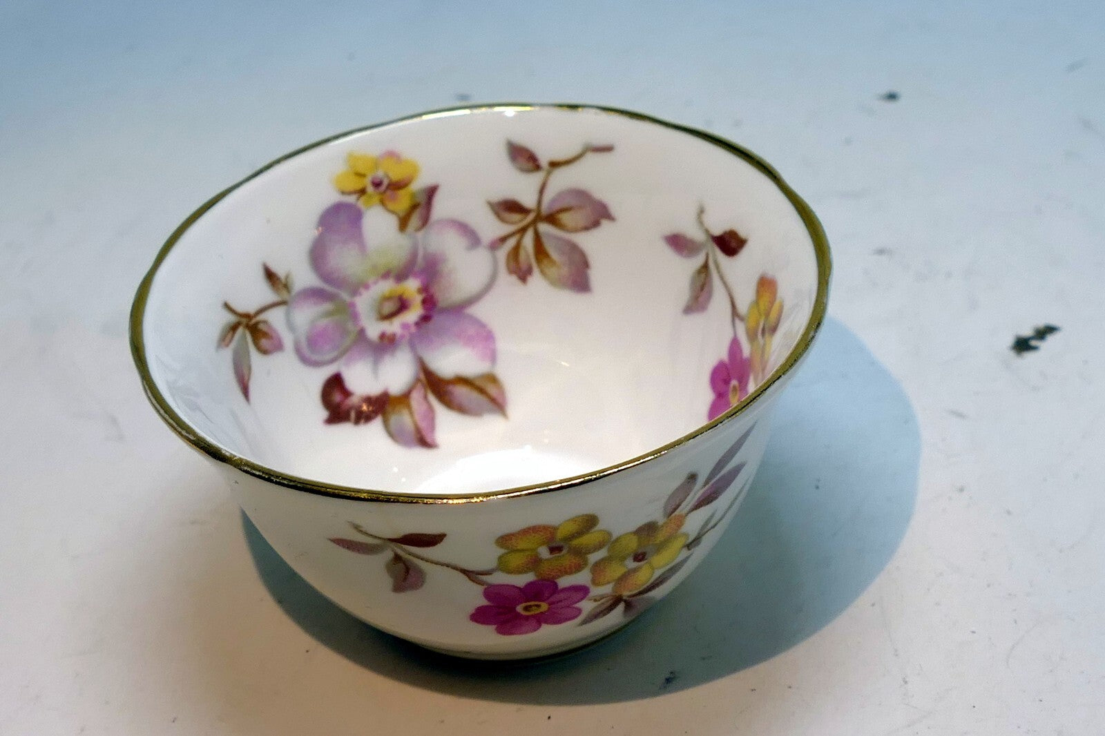 REGENCY ENGLISH BONE CHINA SUGAR BOWL Yellow and Pink
