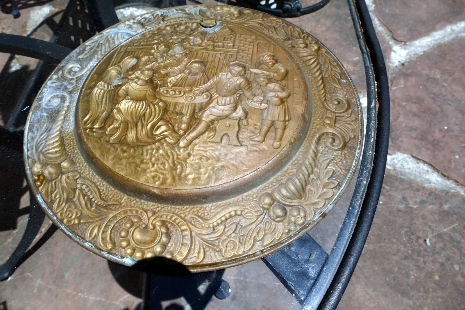 14" Antique Brass Pub Tavern Theme England Plates hanging Wall Art decor party