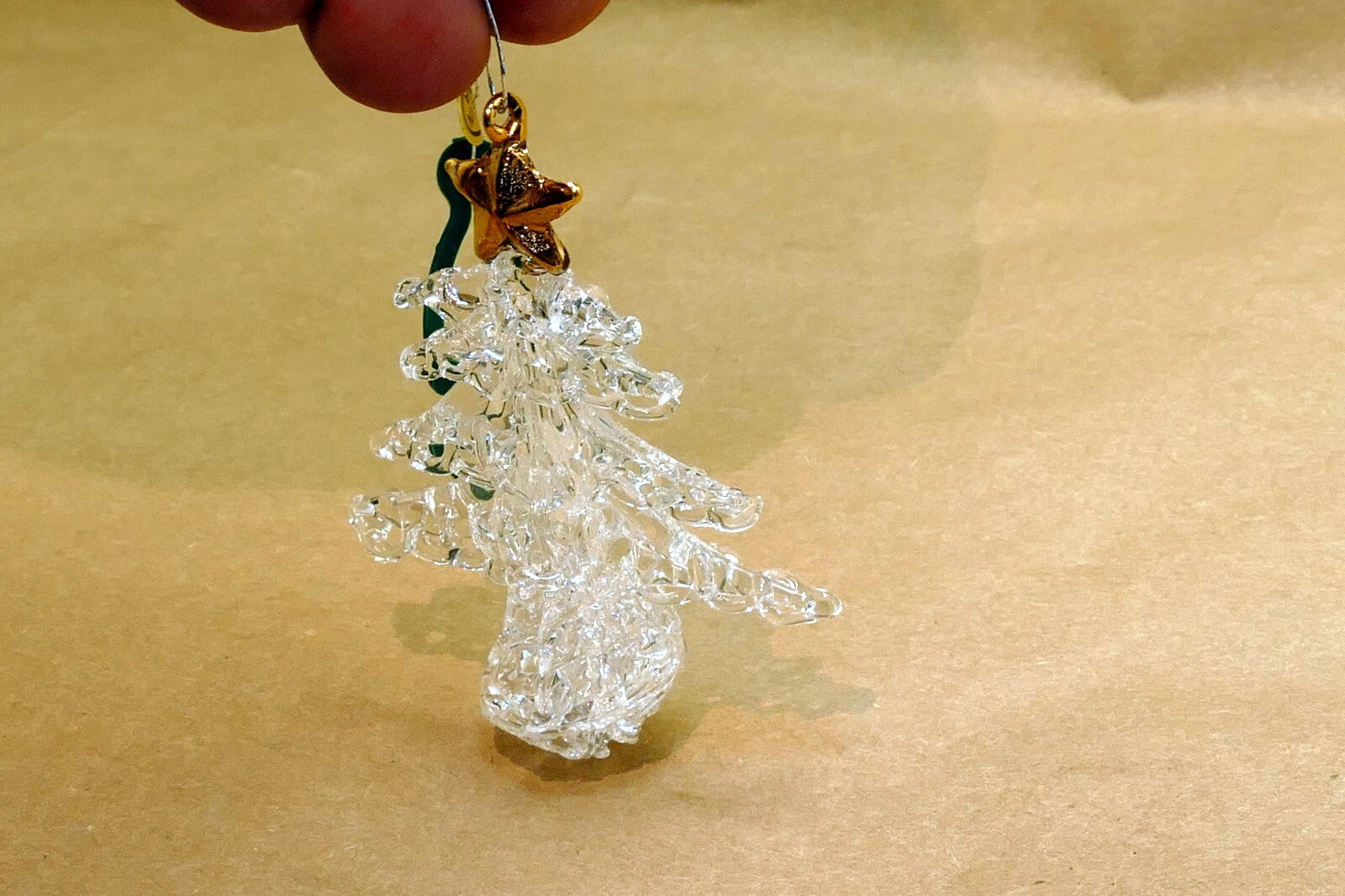 Christmas  Tree crystal icicle clear glass 3" hanging ornament
