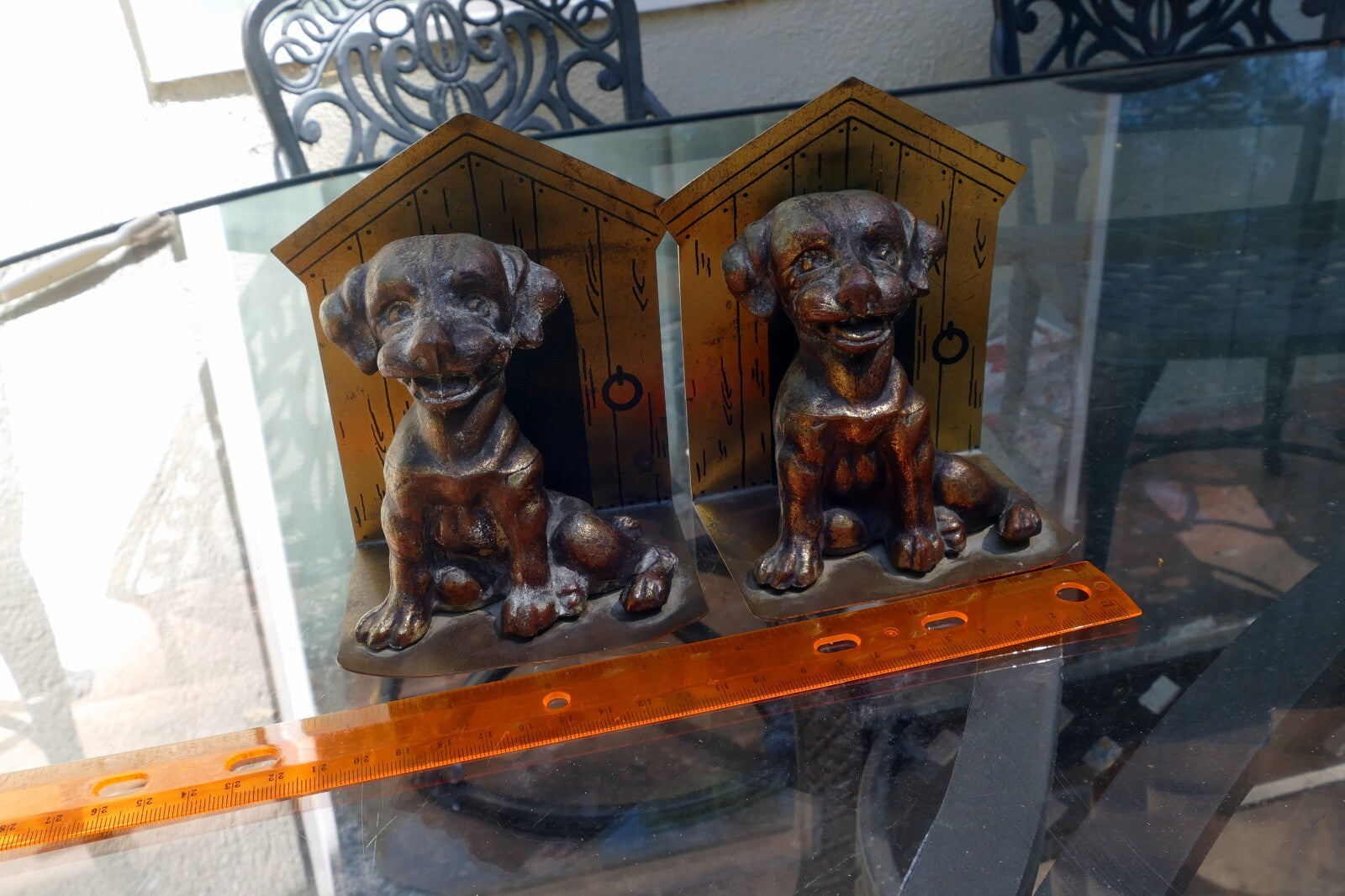 French Bulldog Puppy Dogs Solid Brass Bookends solid metal vintage 4X5"