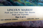 Lincoln Market 1949 Advertising Poster Calendar William Thompson Lemoore CA USA