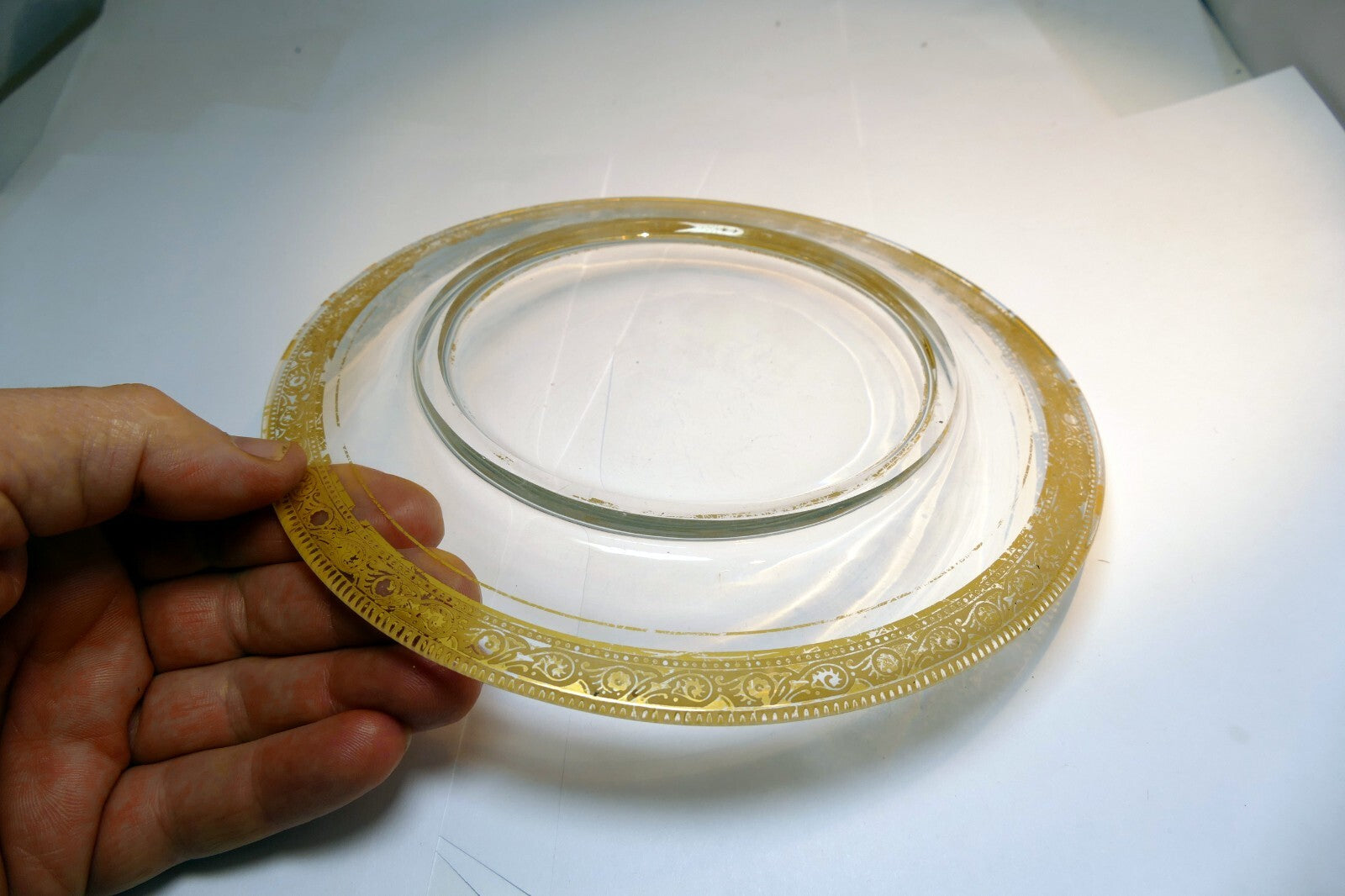 One Tiffin Glass Minton Gold rim charger presentation 8" Salad Plate