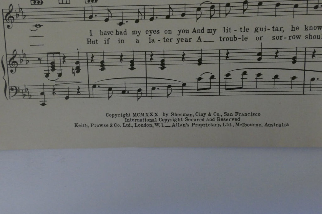 Sleepy Head, 1926, Benny Davis and Jesse Greer, Shapiro, Bernstein and Co. Inc