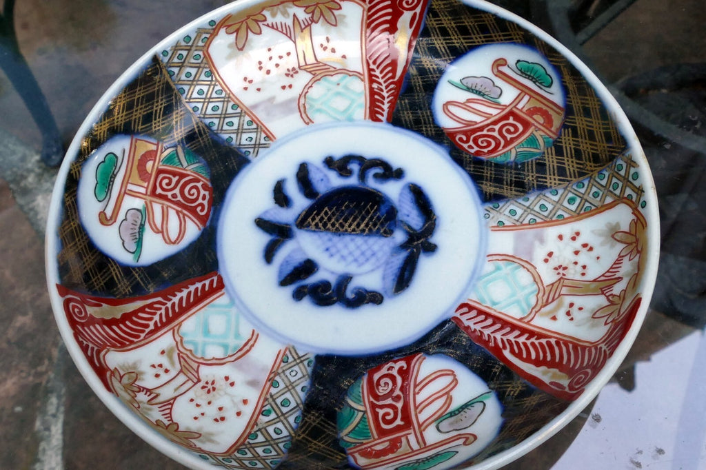 Japanese Imari-ware Colored porcelain Gold Peach PLATE/dish