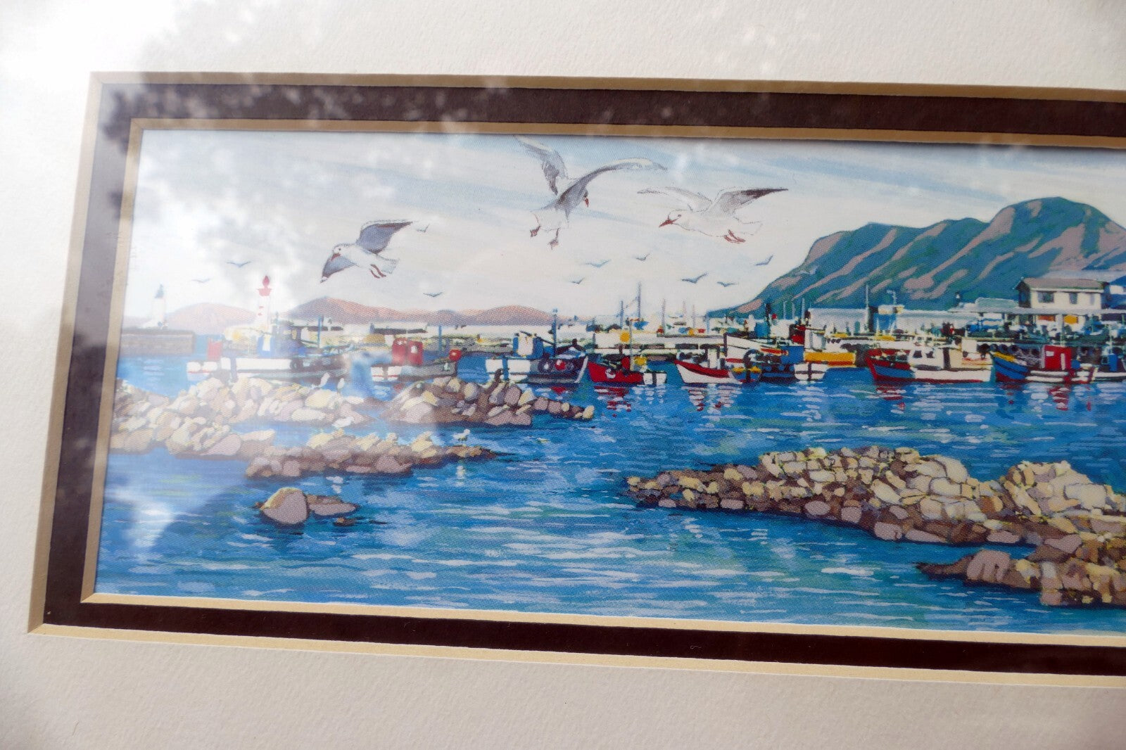 J H Wright Print Lithograph "Kulk Bay towards Simonstown" Cape 10X3.5" Signed