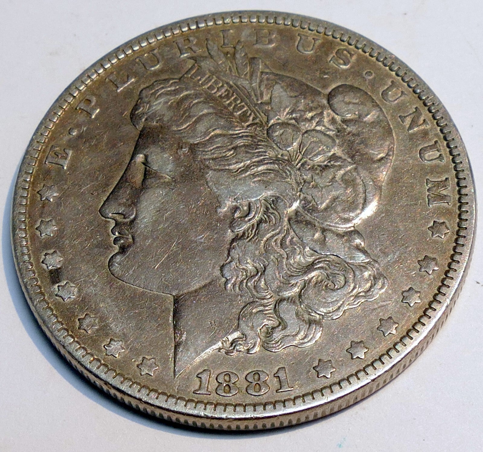 1881 silver morgan dollar coin   philadelphia mint full liberty   fine