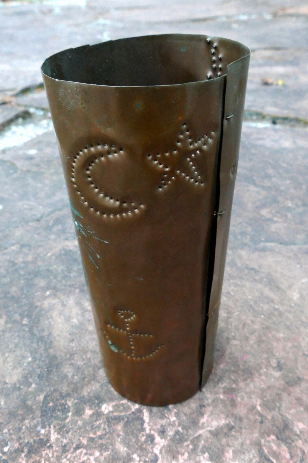 Bronze metal Cover Incense Burning Burner vintage Home made with stars eye moon