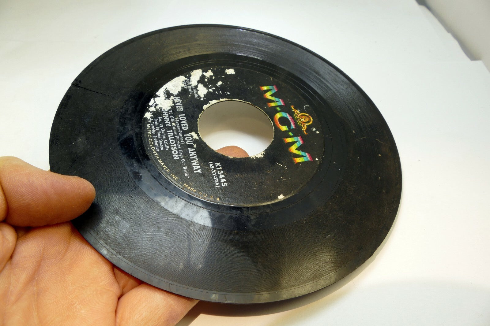 Johnny Tillotson Record 45rpm Hello Enemy I Never Loved You Anyway MGM -  AS IS